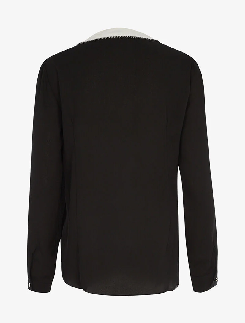 Blusa asimétrica con ribete - negro - Imagen 2