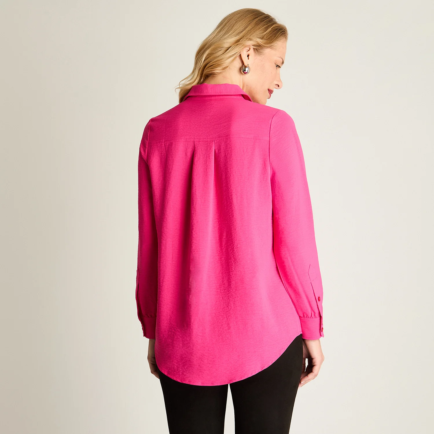 Blusa Manga Larga Camisera Fucsia - Imagen 3
