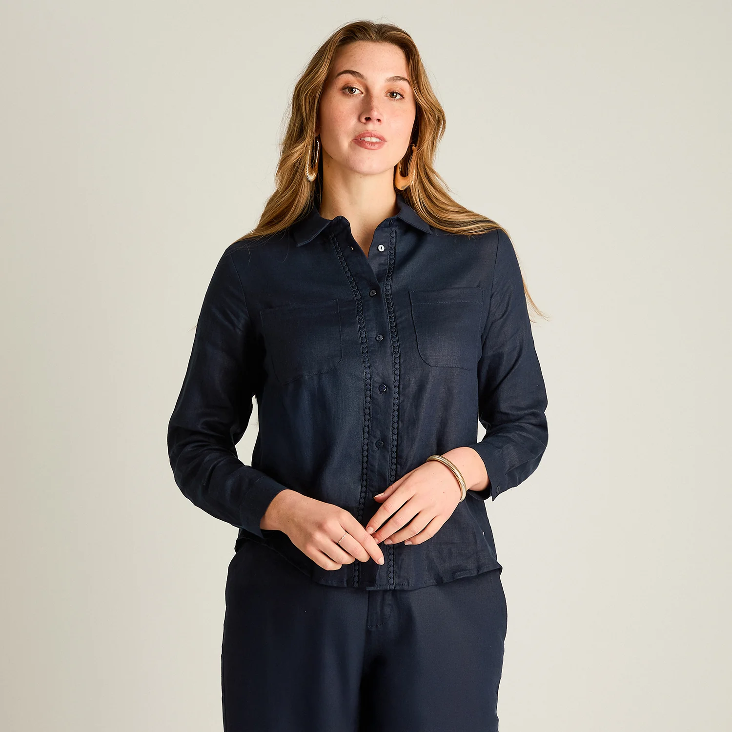 Blusa 100% Lino Azul