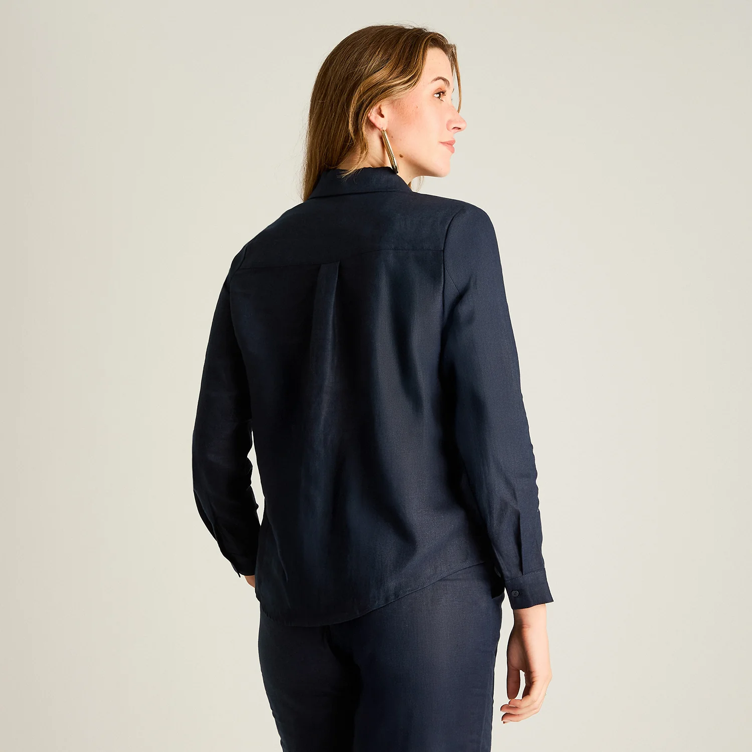 Blusa 100% Lino Azul - Imagen 2