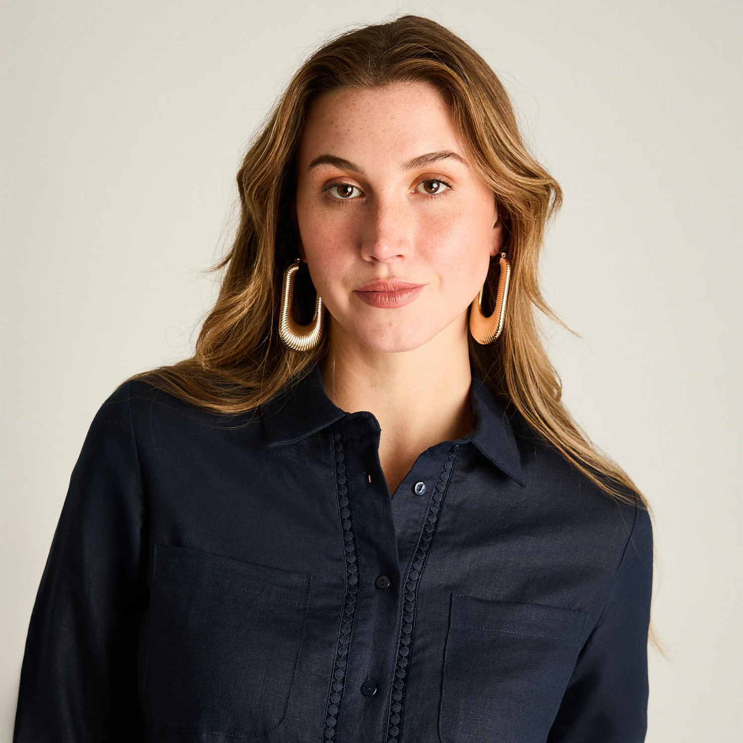 Blusa 100% Lino Azul - Imagen 3