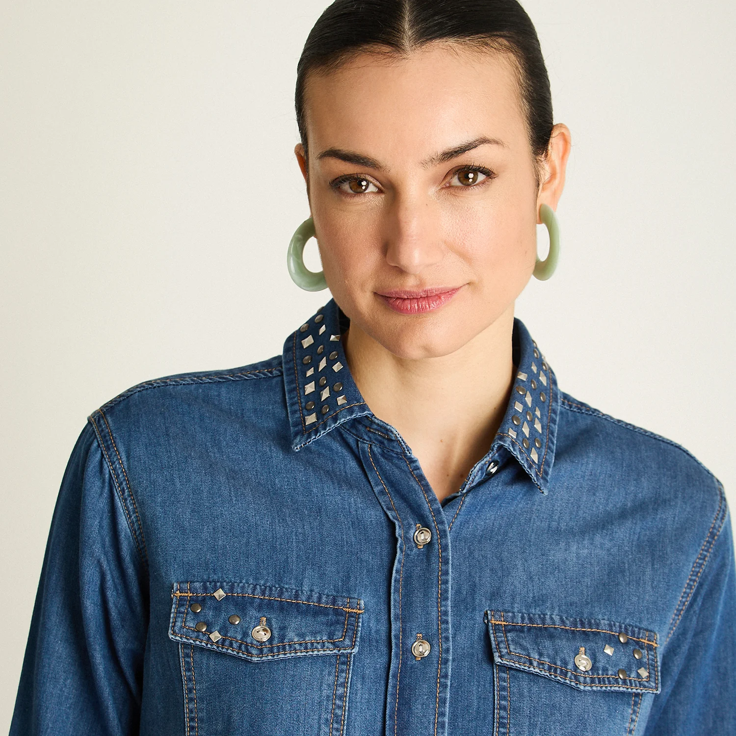 Blusa Algodón Azul Claro Manga Larga - Imagen 3