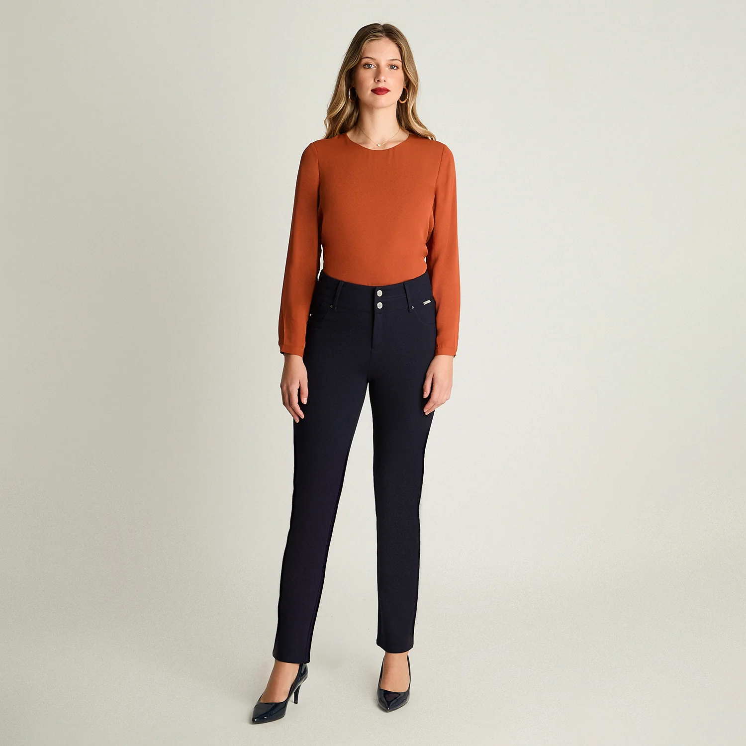 Calza Recta Dos Botones Azul A2049 - Imagen 4