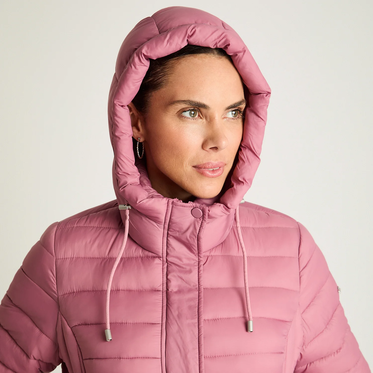 Parka Basica Corta Rosada Con Gorro A2364 - Imagen 3