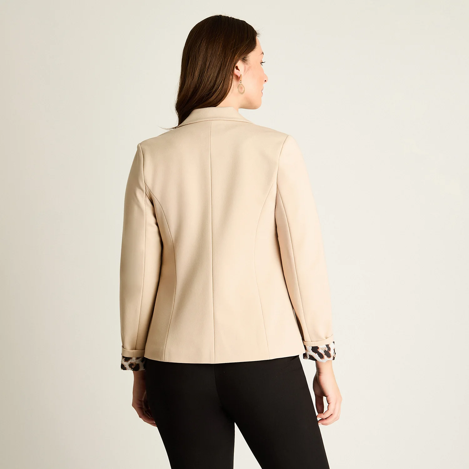 Blazer Beige con Puños Animal Print - Imagen 3