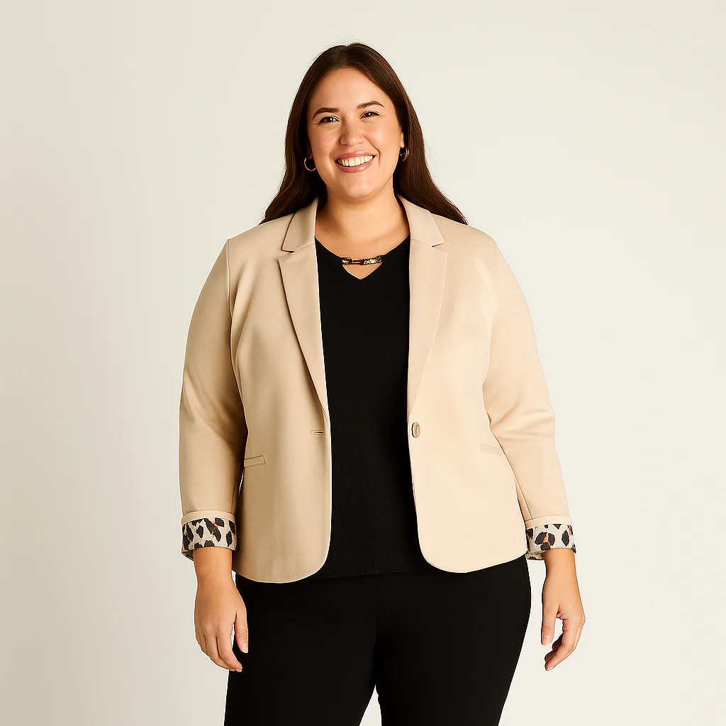 Blazer Beige con Puños Animal Print - Imagen 4