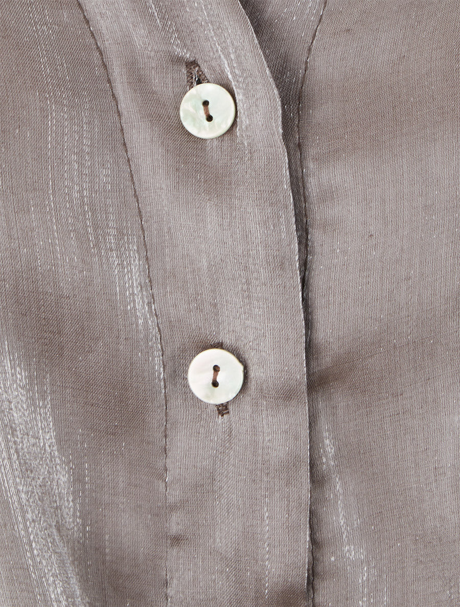 Blusa asimétrica nacarada para atar - Marrón - Imagen 3