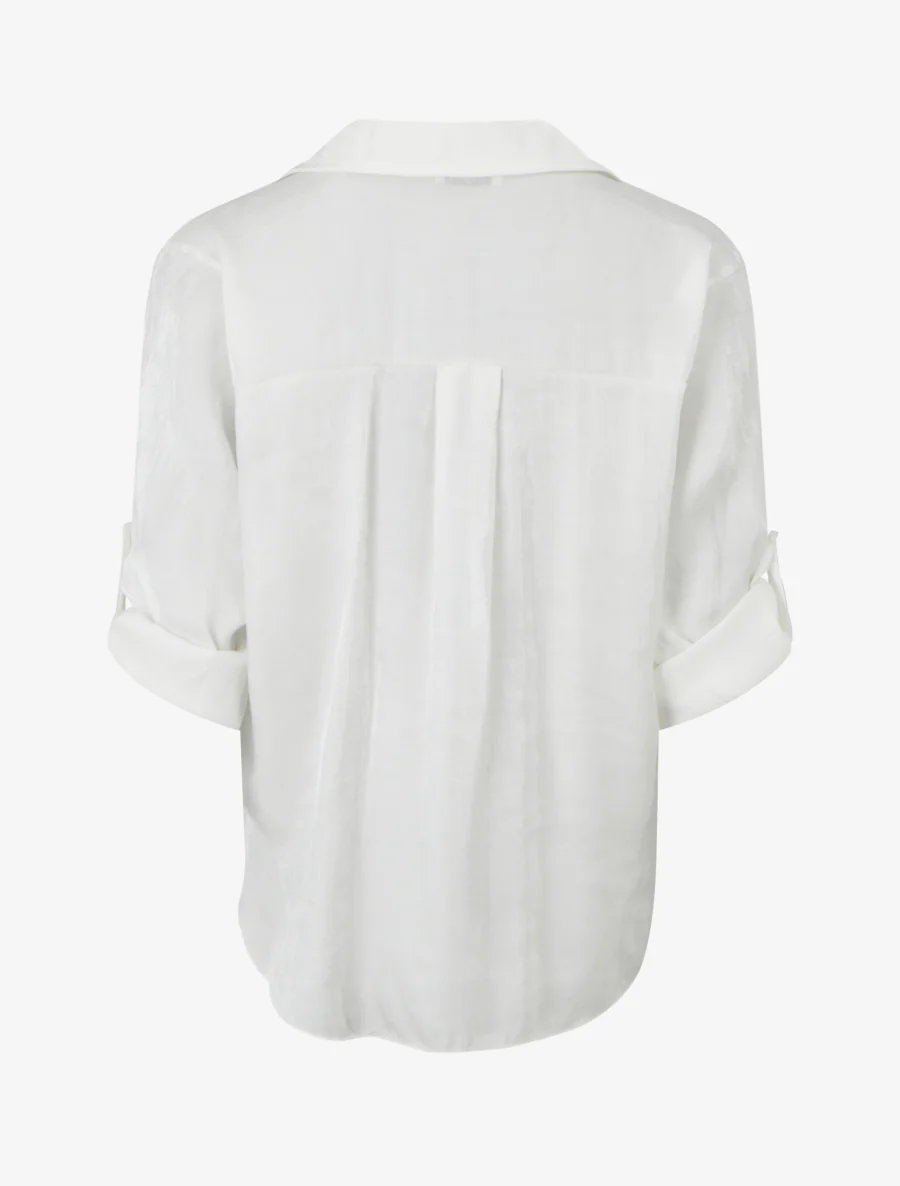 Blusa asimétrica nacarada para atar - Blanco - Imagen 2