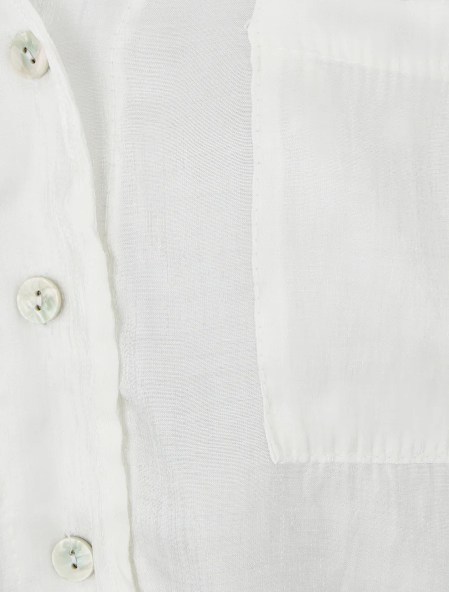 Blusa asimétrica nacarada para atar - Blanco - Imagen 3