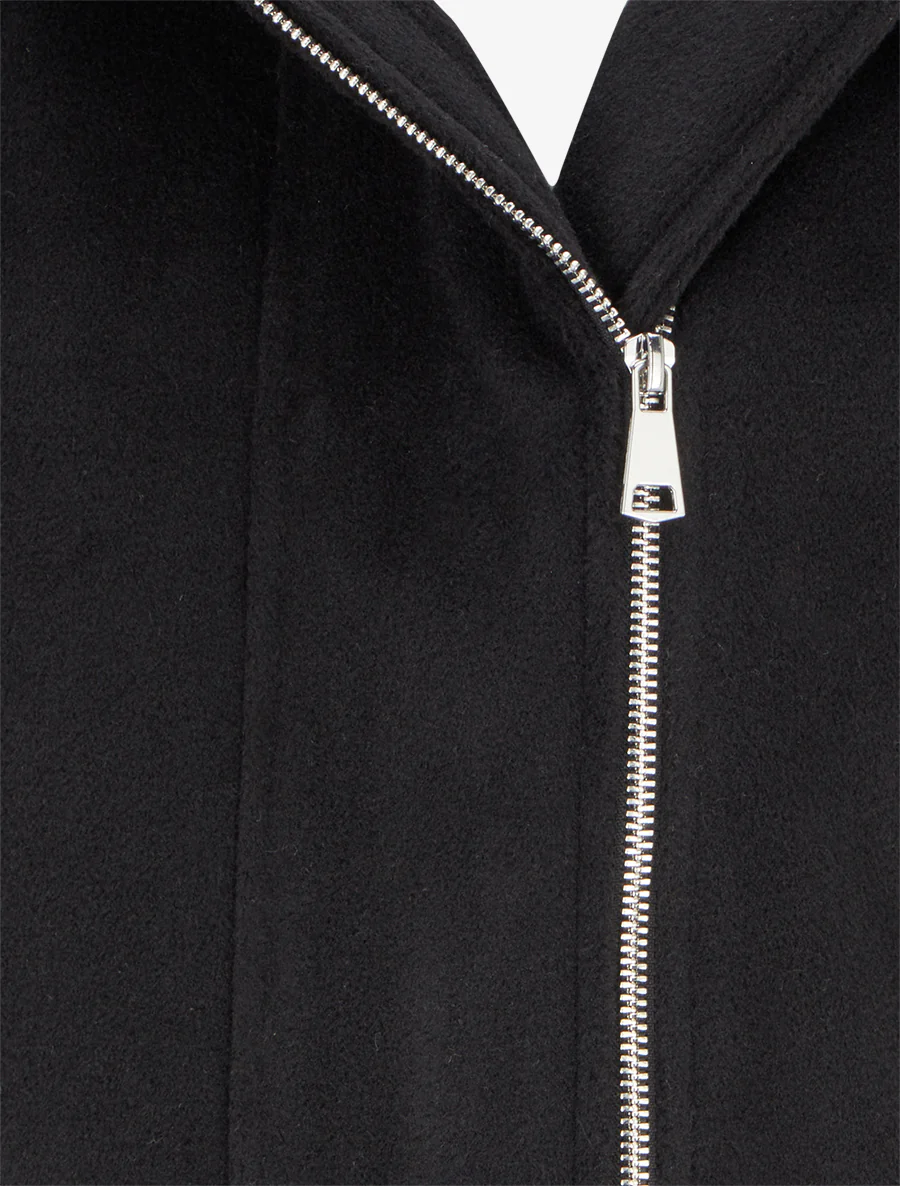 Abrigo largo con capucha de corte recto - Negro - Imagen 3