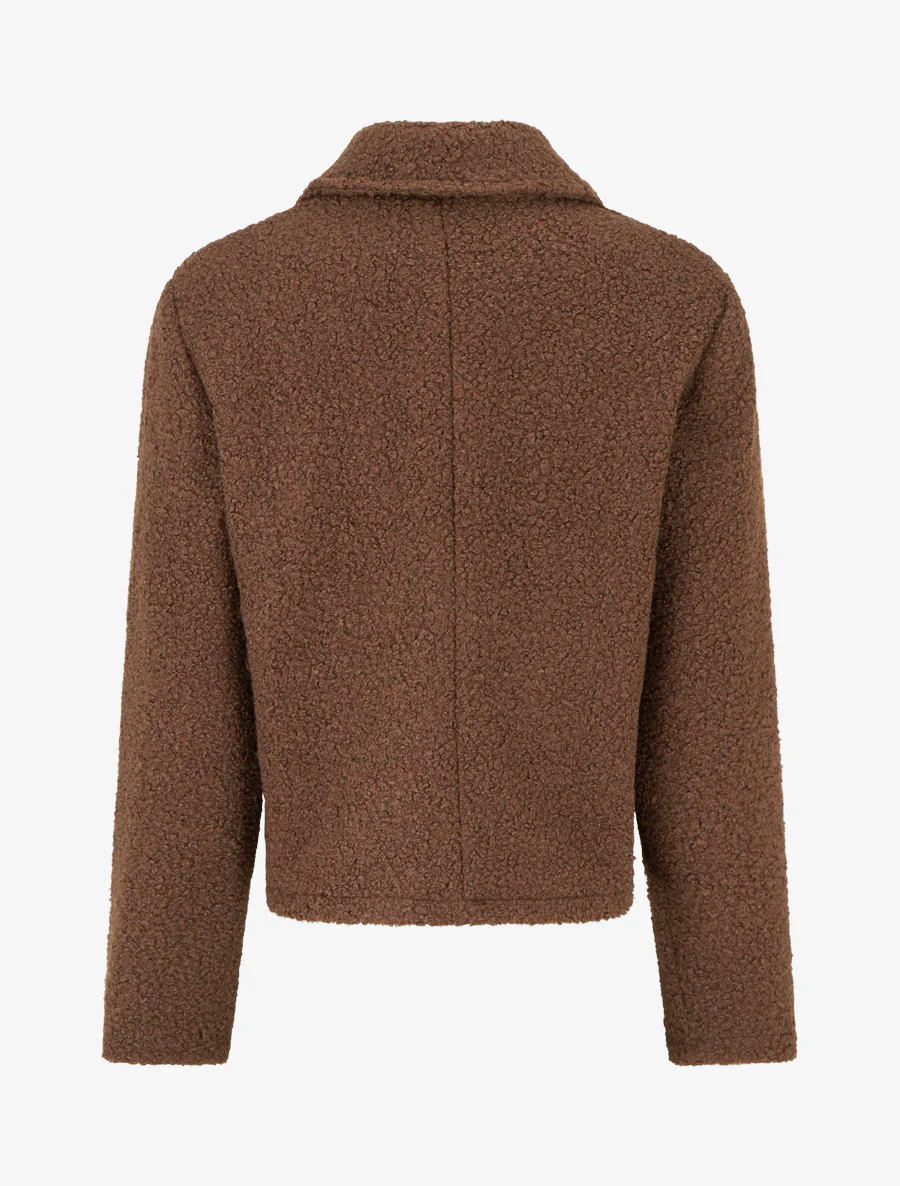 Abrigo corto efecto lana rizada - Marrón - Imagen 2