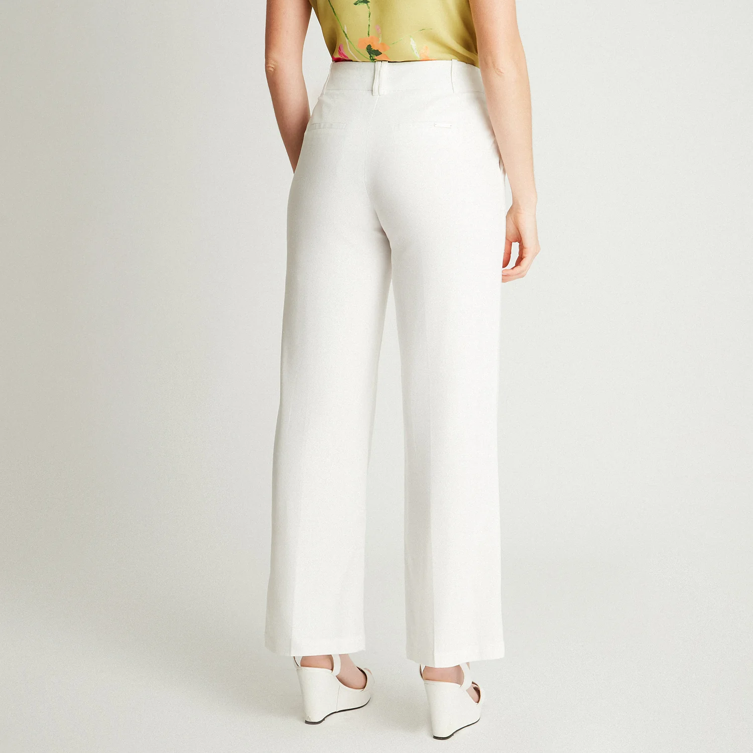 Pantalón Formal Blanco Palazzo Bolsillos A2276 - Imagen 2