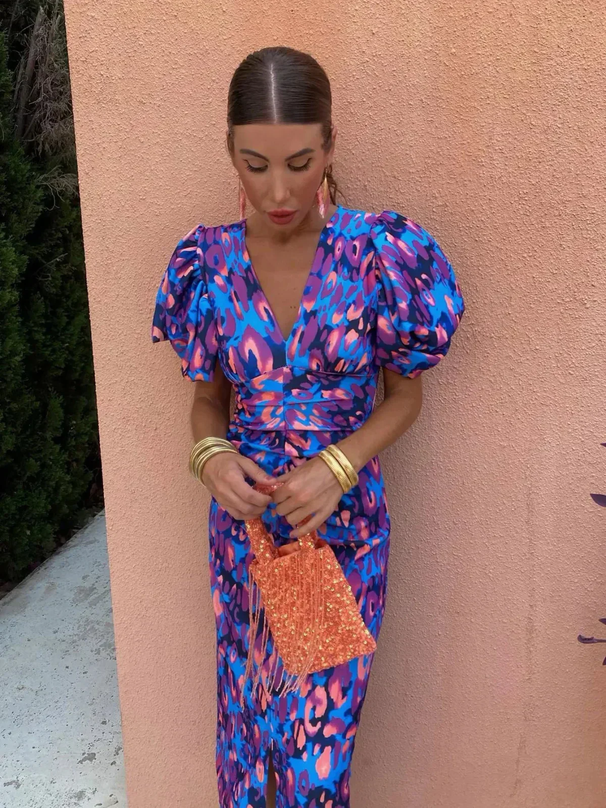 Ayla Ray | Vestido Midi Con Mangas Abullonadas Y Detalle Cut-Out - Imagen 2